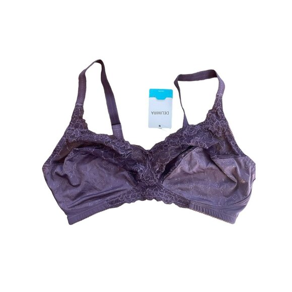 Delimira Other - Delimira Lace Bra size 40E 40DD Purple Wireless W649 Full Figure Cup Plus NWT